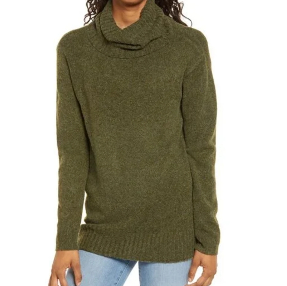 BP Olive Green Long Sleeve Cowl Neck Pull-Over Sweater Size XS